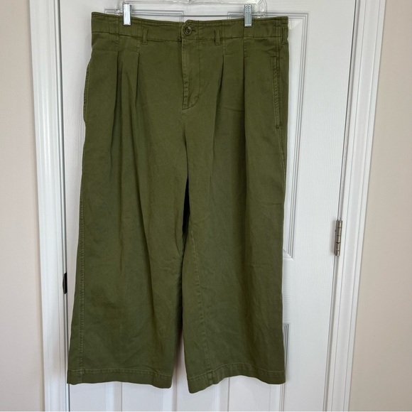 Maeve by Anthropology Cropped Green Wide-Leg Pants Womens - Picture 1 of 10